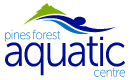 Pines Forest Aquatic Centre blue and green logo